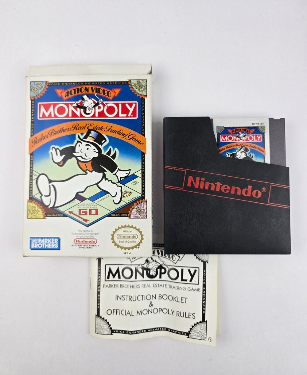 Action Video Monopoly for Nintendo NES in box w/ manual Tested & working